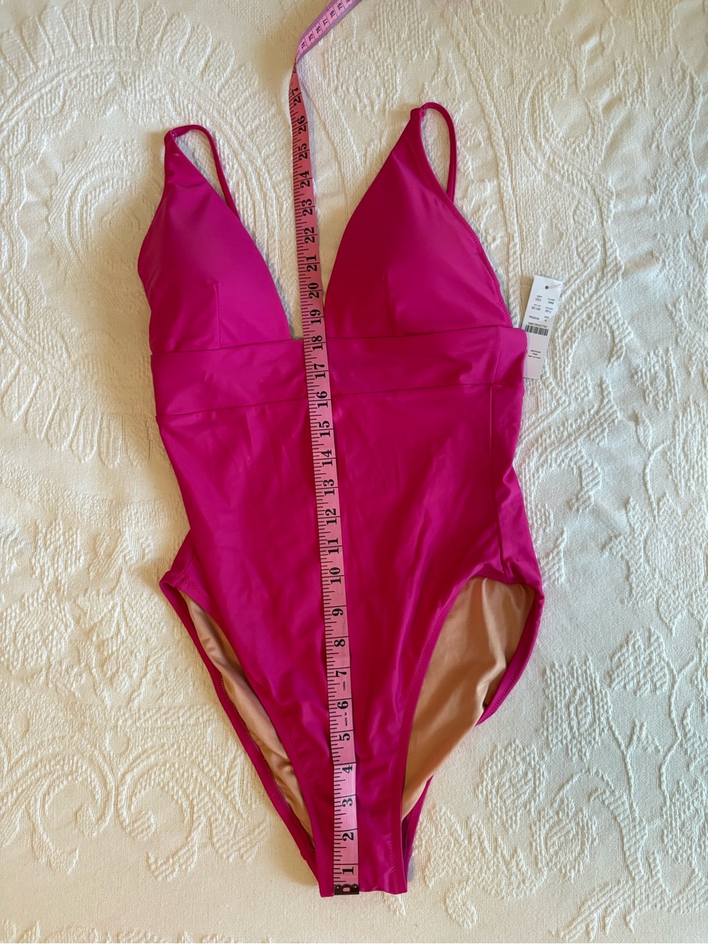 J. Crew Womens Fuchsia One-Piece Deep V Swimsuit, NWT